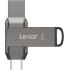 Lexar 64GB JumpDrive Dual Drive D400 USB 3.1 Type-C and Type-A Flash Drive for Storage Expansion and Backup, Up to 130MB/s Read, Metal Housing & Swivel Design, Titanium